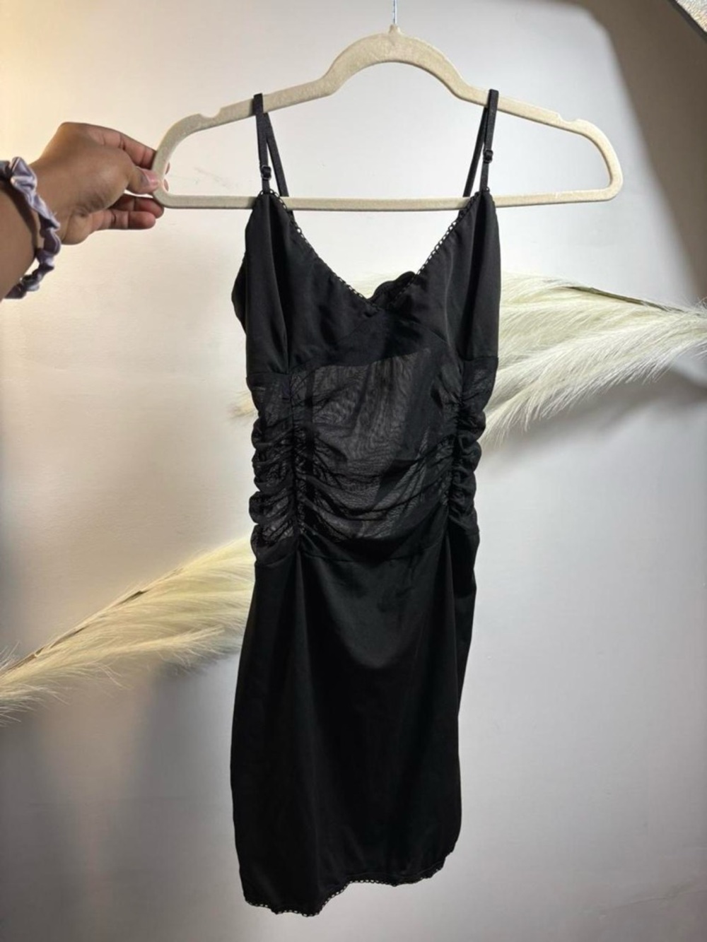 (#48) Black Ruched Slip Dress - Classic Women's Dress